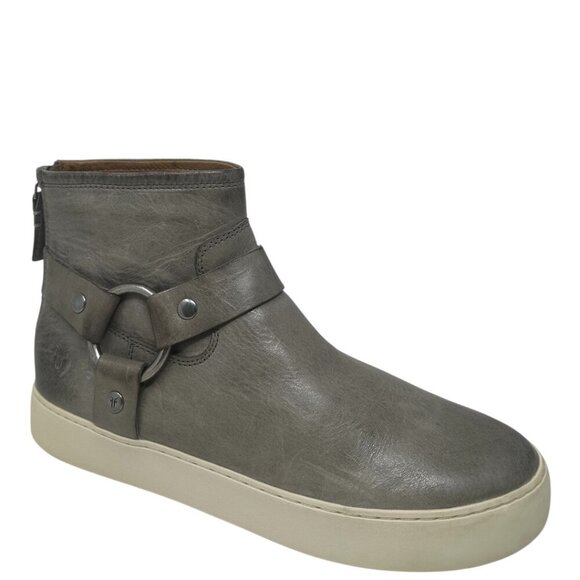 Frye Lena Harness Grey Distressed Leather Platform Bootie 8.5 Equestrian Comfort - Picture 2 of 13